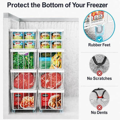 iSPECLE Chest Freezer Organizer Bins - Small Baskets for 7 Cu.Ft, 6 Pack - color: 6-Pack White