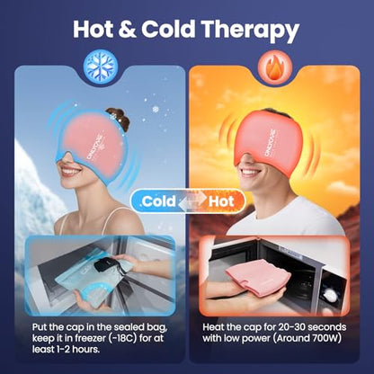ONLYCARE Migraine Relief Cap, Headache Relief Cold Cap for Migraine Relief - color: Pink