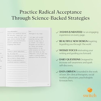 Switch Research Mindful Planner (Acceptance) - Evidence-Based Life Organizer - 31-Day Goal Planner to Develop Radical Acceptance - Daily planner With Prompts - style: Mindful - Acceptance