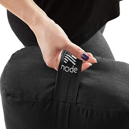 Yoga Meditation Cushion, 25" x 12" Rectangular Bolster with Organic Cotton Cover - color: Black