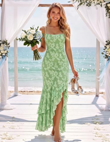 Kaximil Women's Floral Mermaid Cocktail Wedding Guest Maxi Dress - color: Sage Green, size: Large