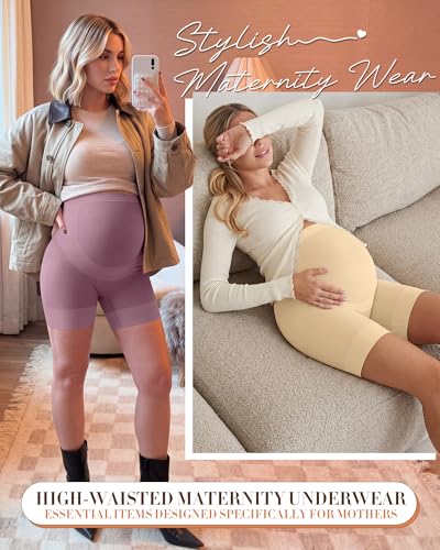 3 Pack Maternity Shapewear Shorts - color: Nude, Gray Purple, Blue Gray, size: Small