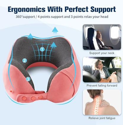 Cirorld Neck Pillow for Traveling, Travel Pillows for Airplanes Red - color: Red