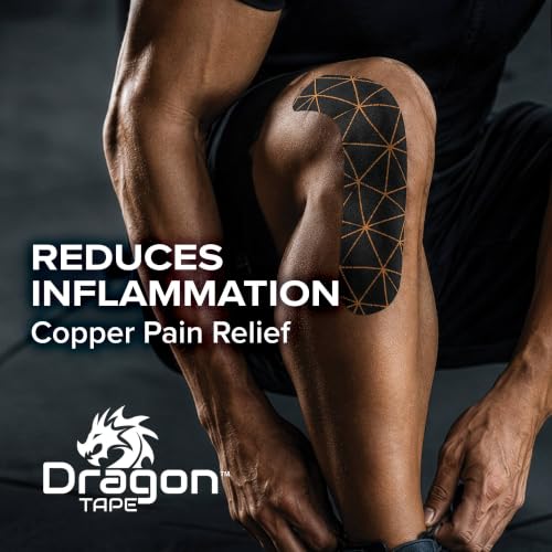 Dragon Tape Copper Infused Kinesiology Tape, Black, Single Roll - color: Black, size: Single Roll