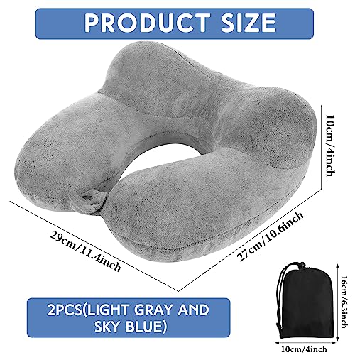 Sintuff 2 Inflatable Neck Pillow Airplane Travel, Light Gray and Sky Blue - color: Light Gray and Sky Blue