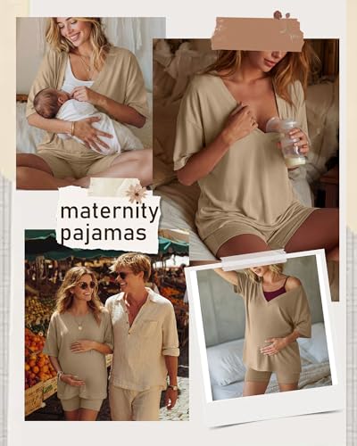 Women's 2 Piece Maternity Oversized Set - color: Khaki, size: X-Large