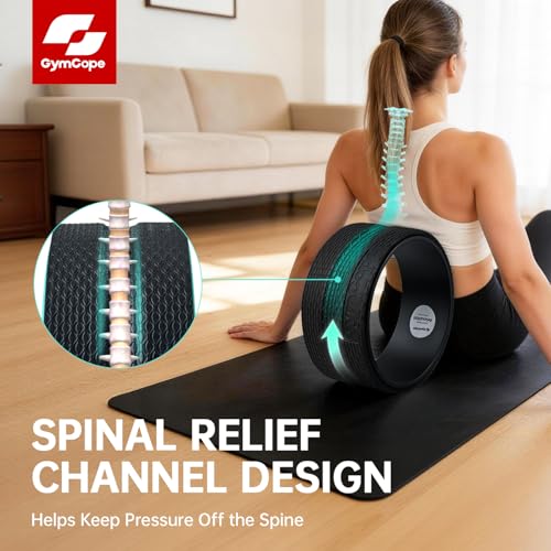 GymCope Back Roller Wheel 10 Inch Spine-Safe Groove, for Deep Back Stretch - color: Black, size: 10 Inch-Medium