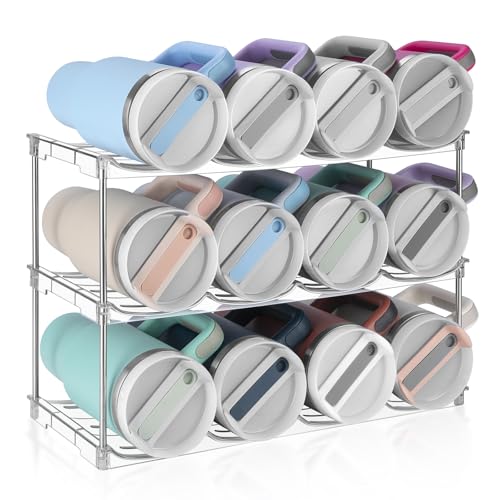 Stackable Water Bottle Organizer Large Compartment Water Bottle Holder - size: 3 pack