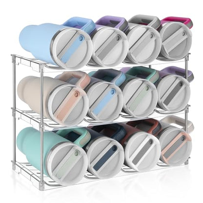 Stackable Water Bottle Organizer Large Compartment Water Bottle Holder - size: 3 pack