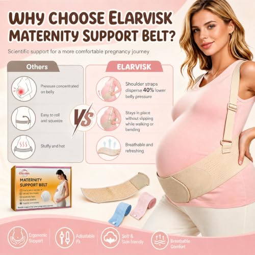 Maternity Support Belt Mesh Shoulder Straps Pregnancy Back Pelvic Relief(Beige,Large) - color: Beige, size: Large