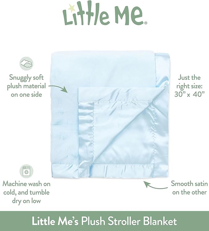 Little Me Baby-Boys Newborn Plush Stroller Blanket, Light Blue, One Size - color: Light Blue