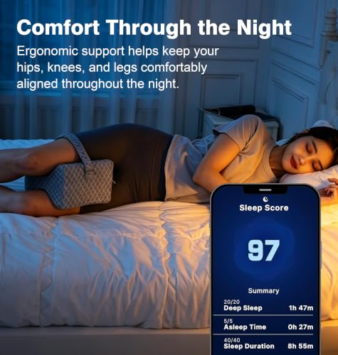UJPFEO Knee Pillow for Side Sleepers, Leg Pillow for Sciatica, Back,HIPS,Knees,Joints Pain Relief,Pillows for Between Legs While Sleeping Spine Alignment Support & Relieves Pressure - color: Gray