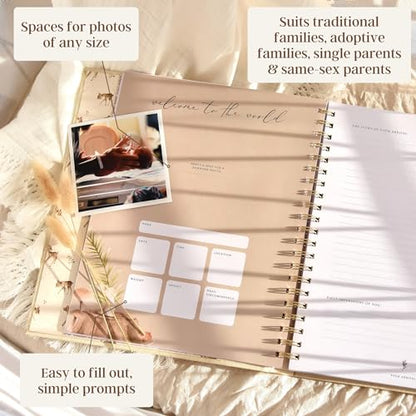 Peachly Unisex Baby Memory Book - First Year Baby Book Keepsake - Forest - color: Forest