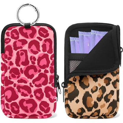 2PCS Tampon Holder Zipper Pouches Portable Period Bags - color: Leopard