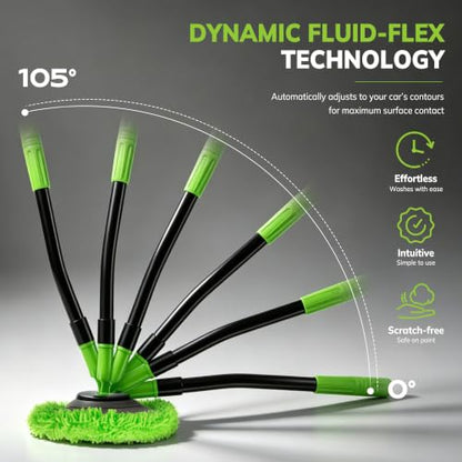 IVYROLL Car Wash Brush Kit, Long Handle, Microfiber Wash Mop, 15° Angled