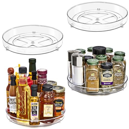 Sorbus Lazy Susan Organizer, Clear Turntable Organizer (Flat 4 Pack) - size: Flat 4 Pack