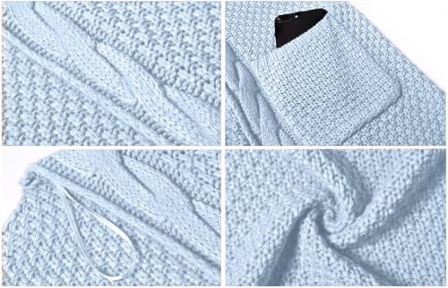 GRECERELLE Womens Fall Winter Long Sleeve Cardigans Sweater with Pockets - color: Electric Blue, size: Small