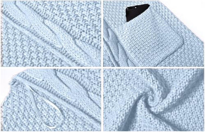 GRECERELLE Womens Fall Winter Long Sleeve Cardigans Sweater with Pockets - color: Electric Blue, size: Small