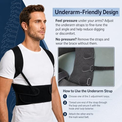 Back Brace Posture Corrector for Men, Adjustable Back Support Brace - size: M/L(Waist:33''-41'')