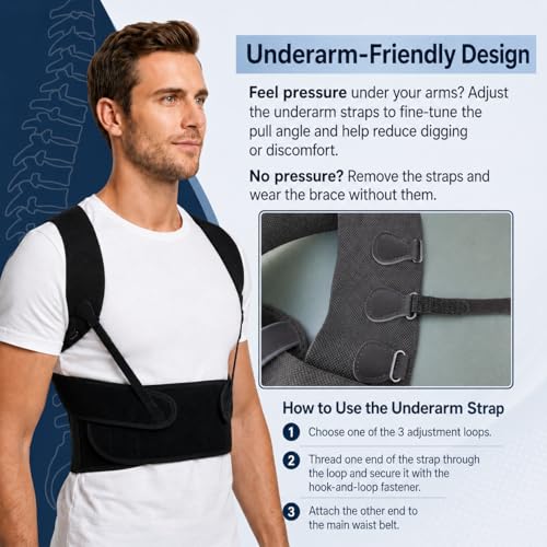 Back Brace Posture Corrector for Men, Adjustable Back Support Brace - size: M/L(Waist:33''-41'')