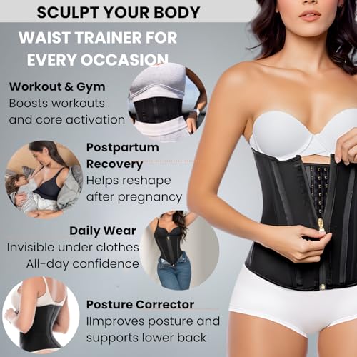 SILUET Women’s Powernet Waist Trainer – High Compression Adjustable Waist Shaper for Sculpting & Support - size: 3X-Large