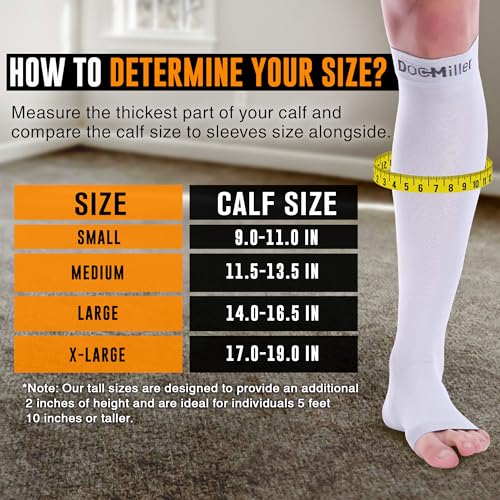 Doc Miller Open Toe Compression Socks 30-40 mmHg for Women & Men, 1 Pair - color: Gray, size: Large