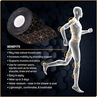 Care Science Copper Infused Kinesiology Tape, 40 Precut Strips, 2 Rolls - color: Copper Infused Precut
