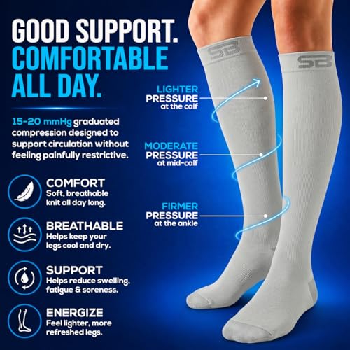 SB SOX 3-Pair Compression Socks (15-20mmHg) - color: 03 – Solid Gray, size: XXL