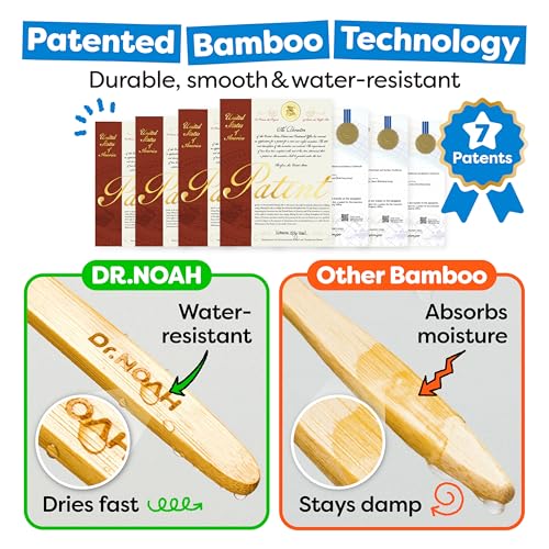 Dr. Noah Microplastic-Free Bamboo Baby Toothbrush, Dentist Designed, 4 Pack