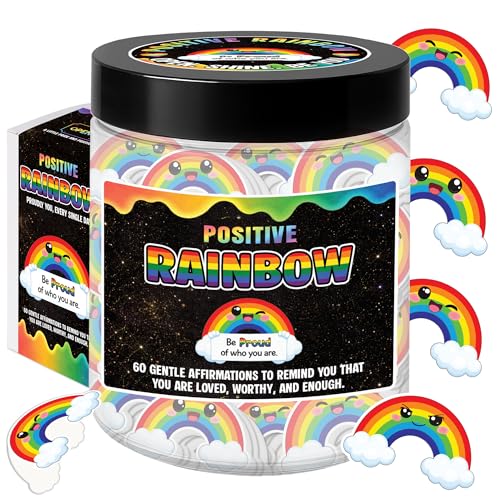 Rainbow Positive Jar - 60 Positive Affirmation Cards For LGBTQ Queer Boyfriend Husband Brother Friend, Gifts for Gay Men, Funny Gay LGBTQ Pride Gifts - color: Rainbow Positive