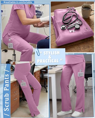 Women's Maternity Scrub Pants - color: Light Pink, size: Large