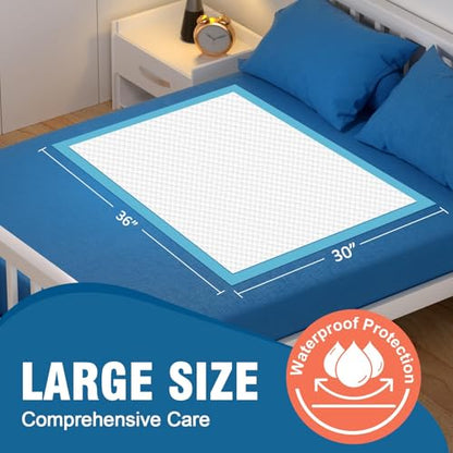MILDPLUS 100 Count Disposable Bed Pads 30''X36'', Super Absorbent Underpads - size: 30"×36" (100 Count)