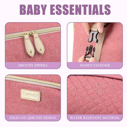 Tuwubi Diaper Bag Tote,Baby Diaper Bag with Pacifier Case - color: Pink, size: Medium