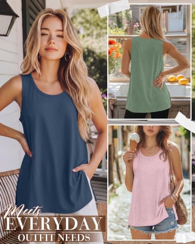 Huukeay 3 Pack Women's Oversized Nursing Tank Tops - color: Gray Blue, Light Pink, Light Green, size: Medium