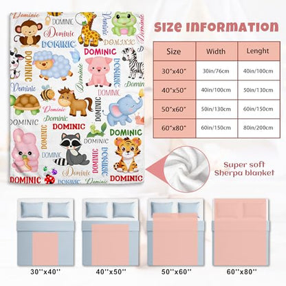 Personalized Blanket with Name, Custom Animal Blanket for Baby - color: S4