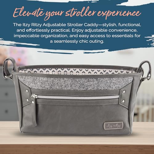Itzy Ritzy Adjustable Stroller Caddy and Organizer Bag Featuring Front Zippered Pocket, 2 Built-In Interior Pockets & Adjustable Straps to Fit Nearly Any Stroller (Grayson) - color: Grayson