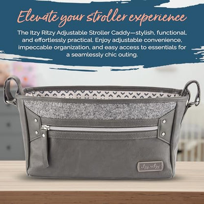Itzy Ritzy Adjustable Stroller Caddy and Organizer Bag Featuring Front Zippered Pocket, 2 Built-In Interior Pockets & Adjustable Straps to Fit Nearly Any Stroller (Grayson) - color: Grayson
