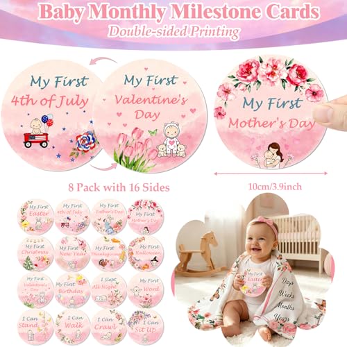 Baby Girl Monthly Milestone Blanket Set 60"x40" Photo Backdrop