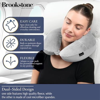 Brookstone Microbead Neck Pillow Soft Travel Pillow with Phone Pocket - color: Grey