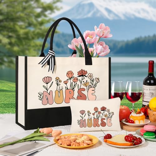 Nurse Tote Bag Set - Beige, Medium (15" x 4" x 12") for Nurses, Thoughtful & Practical, Durable & Lightweight, Versatile for Any Occasion - style: Nurse Bags