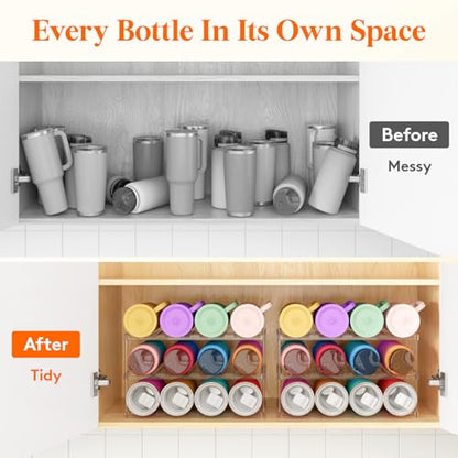 Lifewit Stackable Water Bottle Organizer, Clear Tumbler Holder for Cabinet - size: 3 Tier-12 Bottle