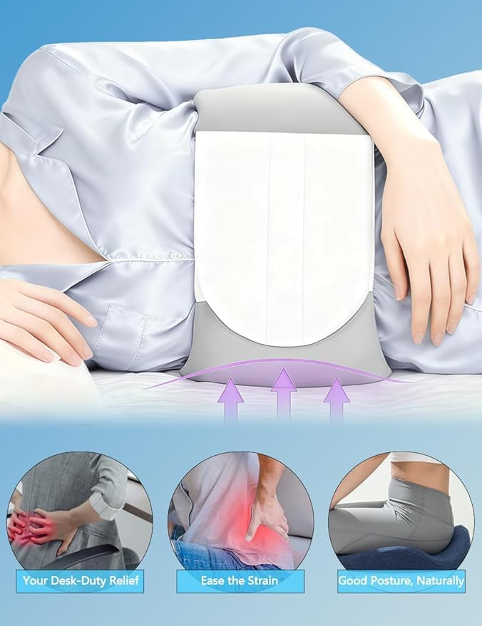 360°Lumbar Support Pillow for Sleeping，Adjustable Lumbar Pillow for Bed with Breathable Ice Silk Cotton，Relief Lower Back & Sciatic Nerve Pain for Side/Back Sleepers