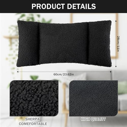 Queekay Fleece Lumbar Support Pillow 3 Section for Office Chair, Black - color: Black