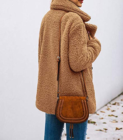 PRETTYGARDEN Women's Oversized Sherpa Fleece Coats - color: Style Two Camel, size: 3X-Large