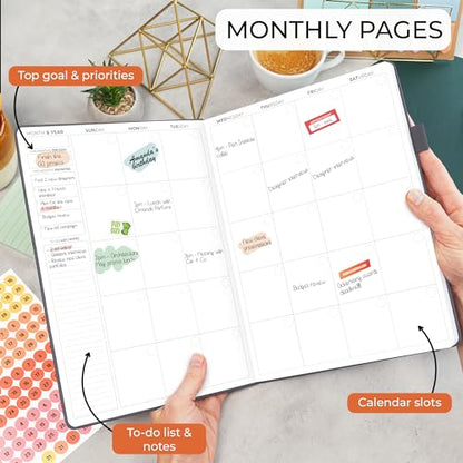 Clever Fox Appointment Book, 15-Minute Daily Planner, Undated Silver Black - color: Silver Black