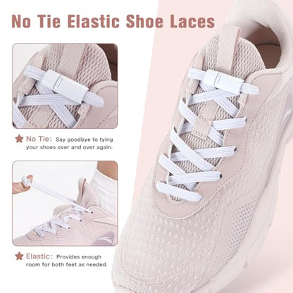 Aiboxin Elastic No Tie Shoelaces for Kids Adults Tieless Stretch Shoe Laces - color: Rainbow