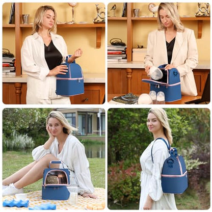 NCVI Breast Pump Backpack, Double Layer Removable, for Spectra/Medela - color: Blue