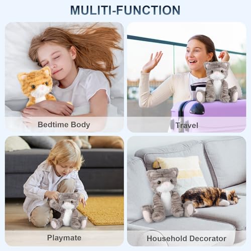 SuzziPals Heatable & Coolable Grey Cat Plush Heating Pad for Kids & Women - style: Gray Cat