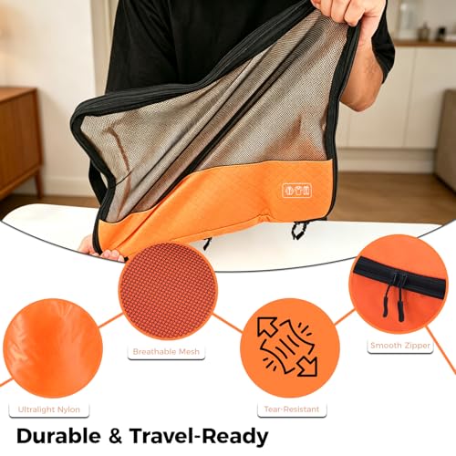 8-Piece Compression Packing Cubes for Travel Carry On, Luggage Organizers - color: Orange-8 Set
