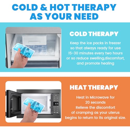 Reusable Postpartum Perineal Ice Pack - Hot & Cold Therapy Pads for Hemorrhoid Relief, Uterine Cramps, C-Section Recovery, Reduces Swelling - Hypoallergenic & Leak-Proof (Blue) - color: Blue